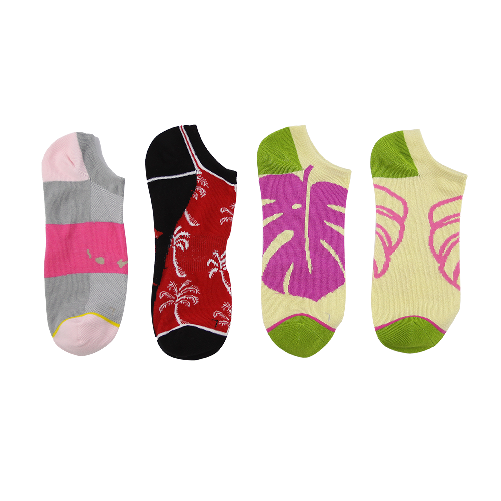 Palm tree pattern bright colors for women's boat socks