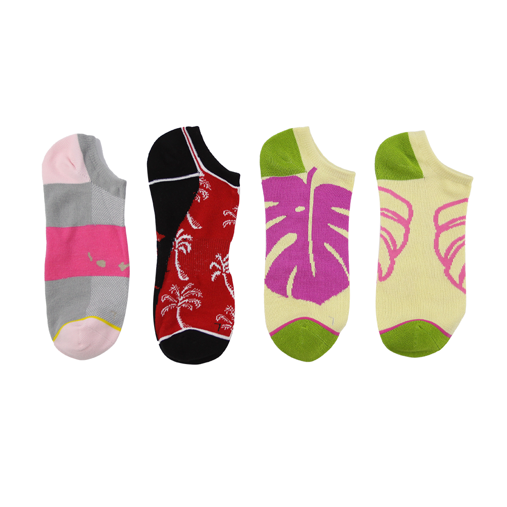 Palm tree pattern bright colors for women's boat socks