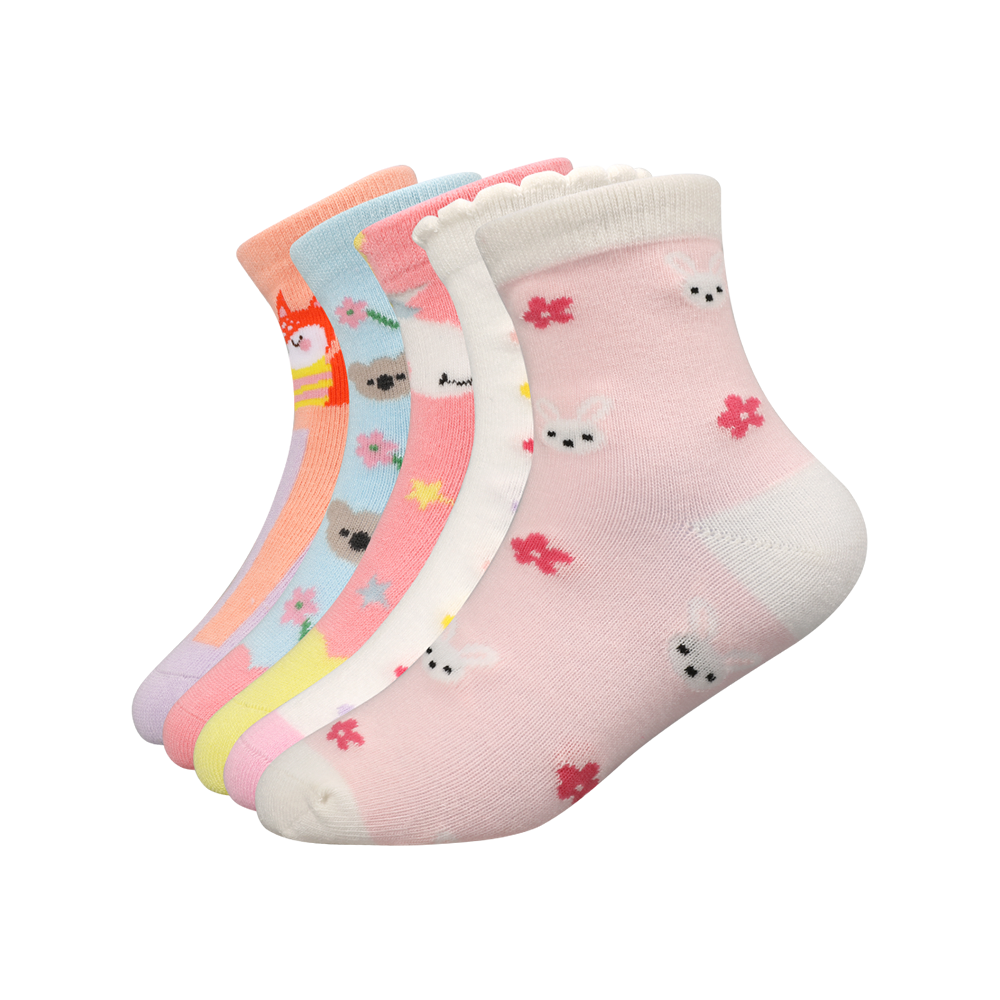 Multi-designed with 3d flower colorful socks for girls