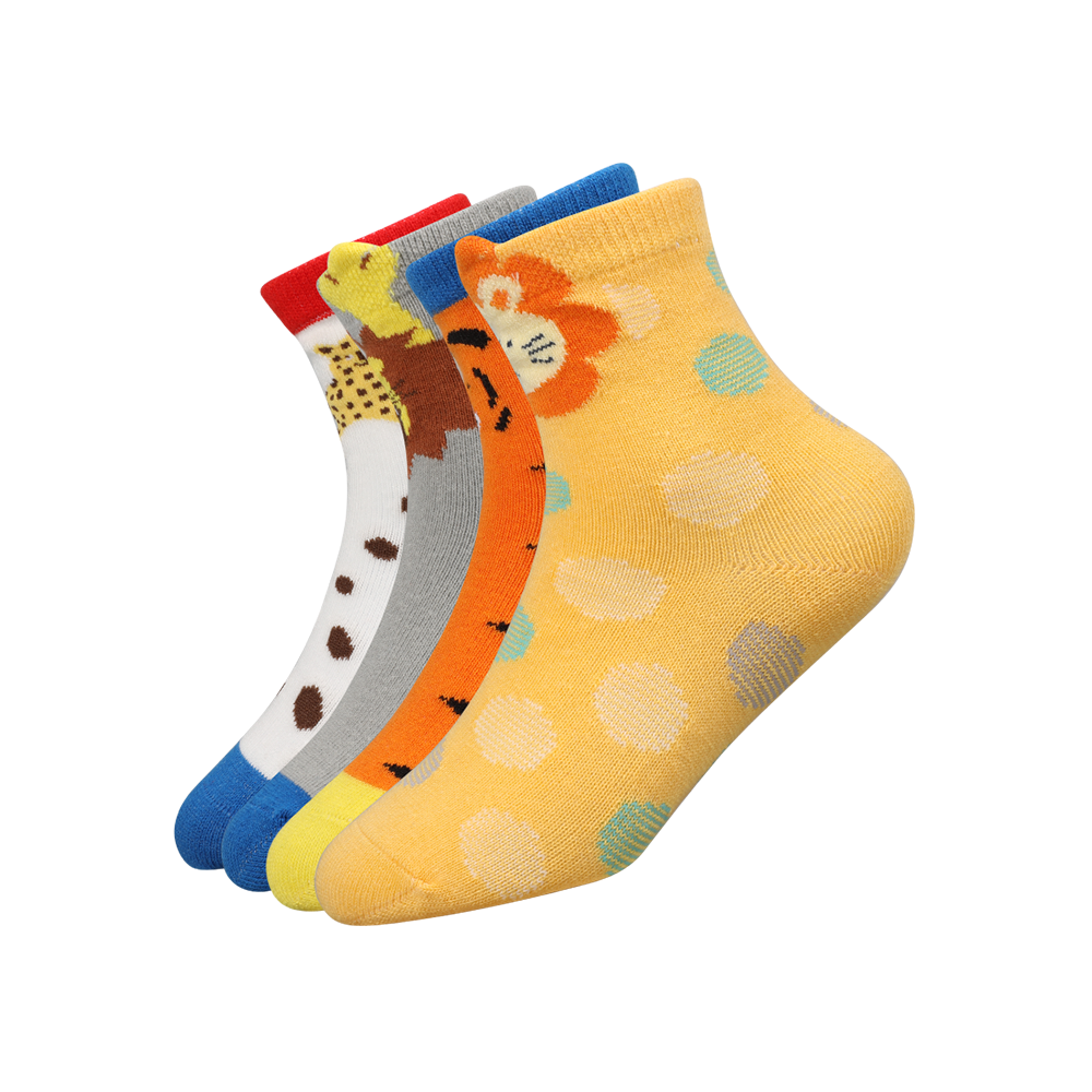 Multi-designed animal with 3d lion ears children jacquard cotton socks
