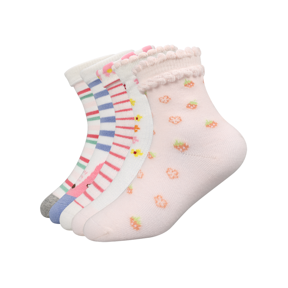 Multi-designed 3D flowers children jacquard socks for girls