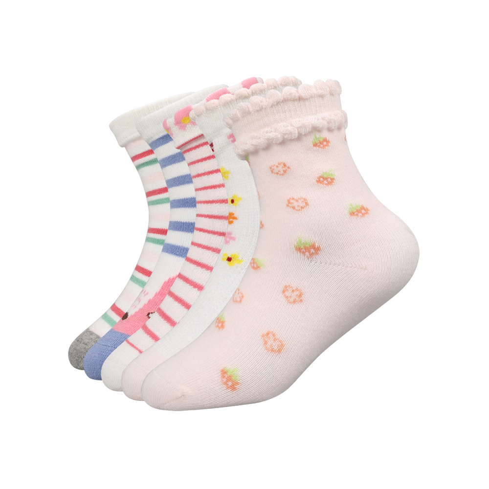 Multi-designed 3D flowers children jacquard socks for girls