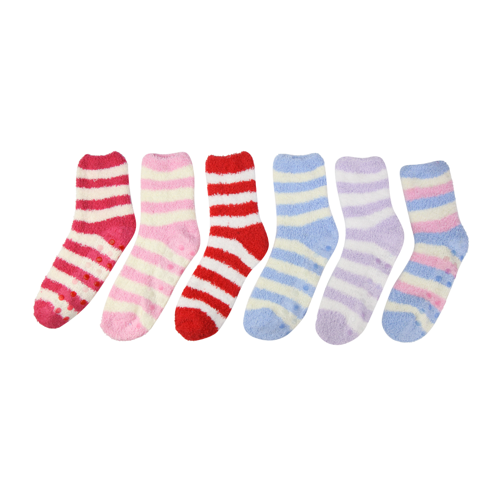 Stripes women winter sleep bed floor home socks cozy crew socks 