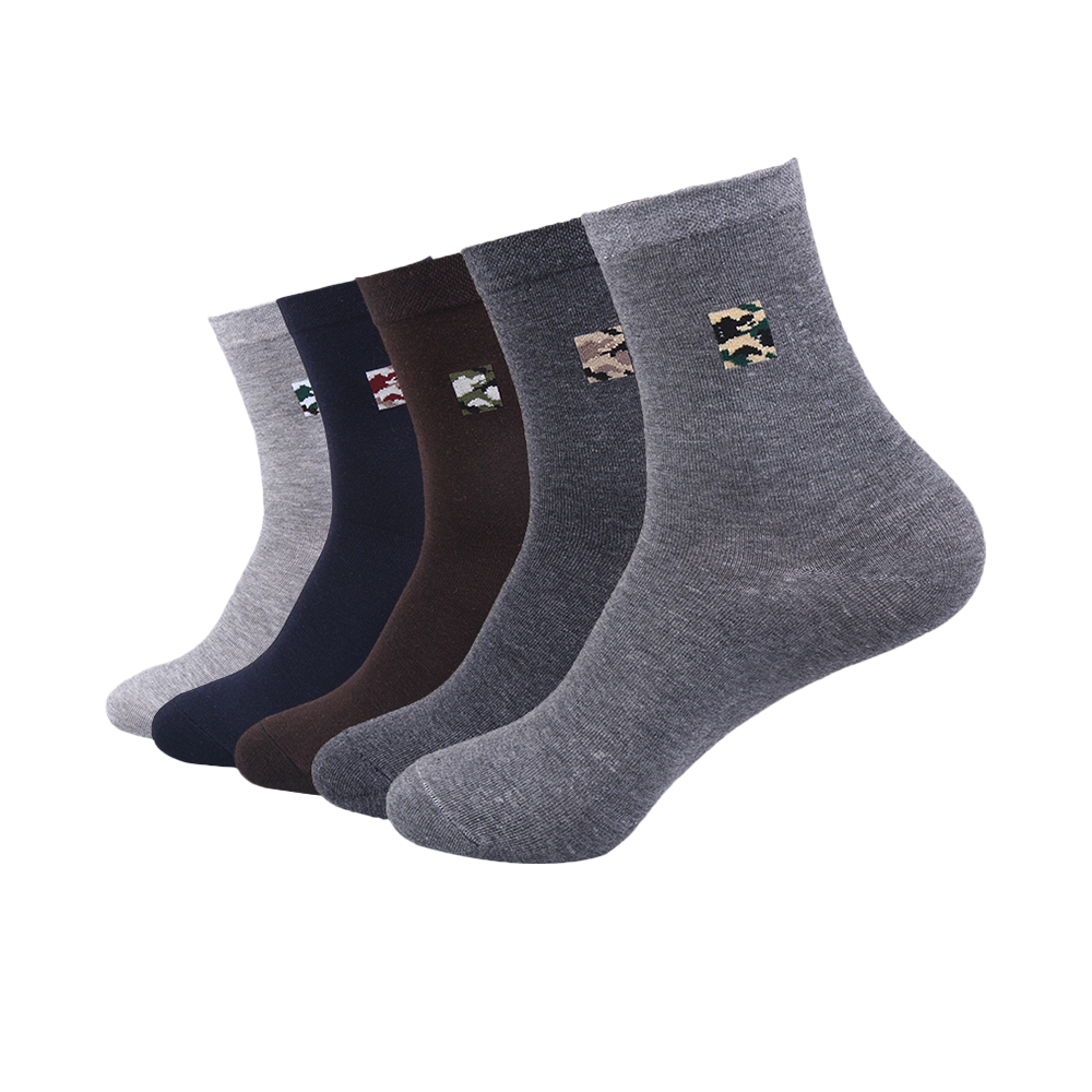Man sports casual custom knitted crew dress socks