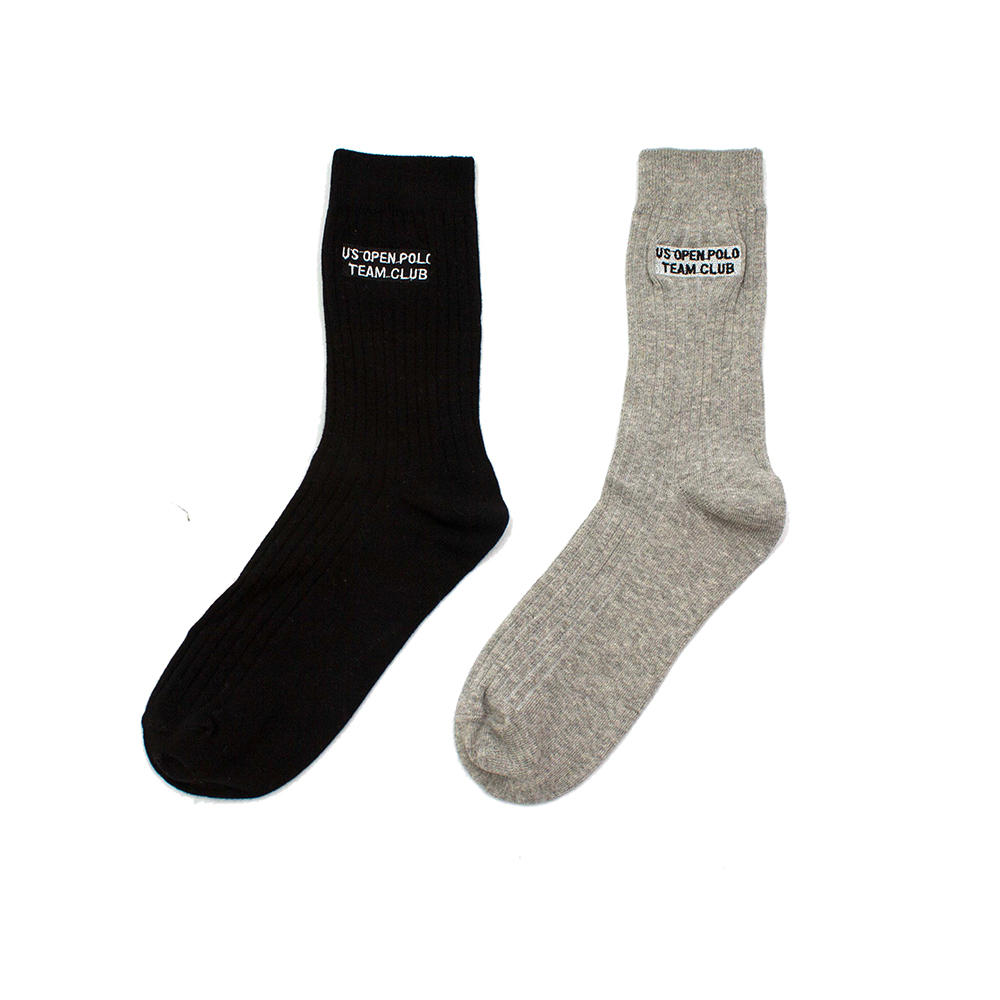 Dress socks basic style with emboridery gery and black color combed cotton socks  