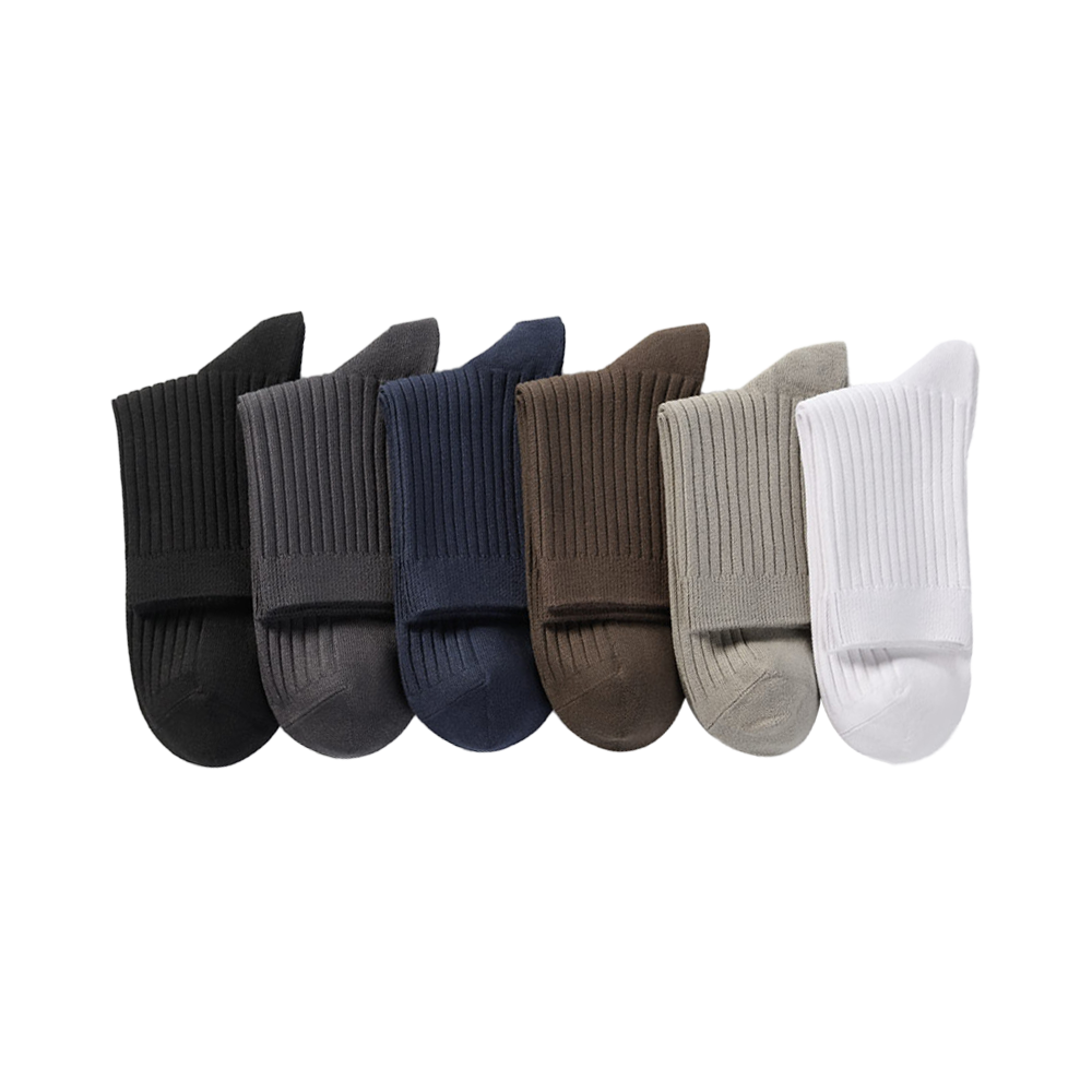 Combed cotton socks with six basic color custom men business work bamboo fiber socks