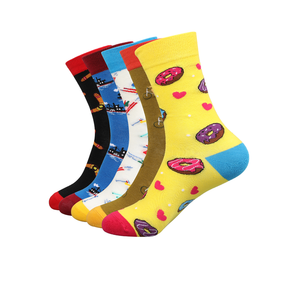 Full cotton jacquard dress socks colorful stripe uniex crew socks