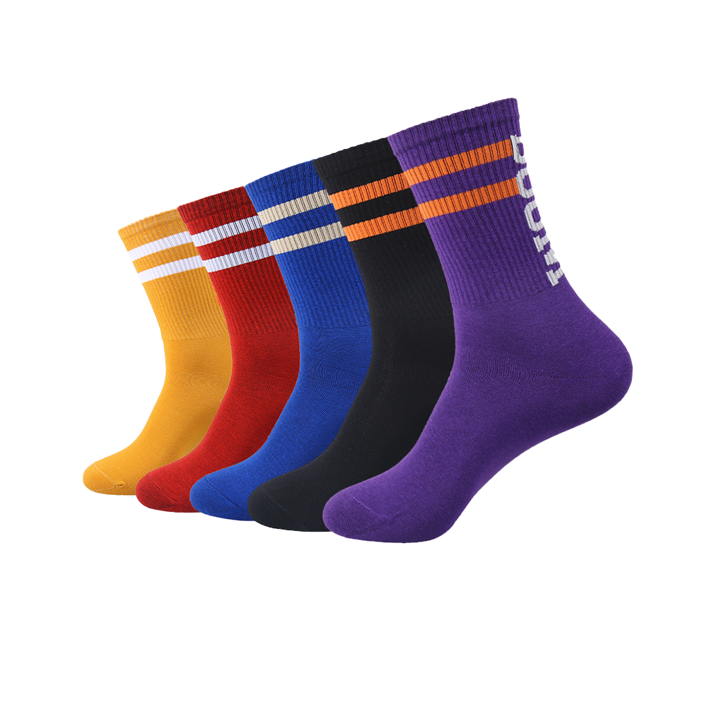 High rib sports style men socks colorful unisex women cotton happy socks