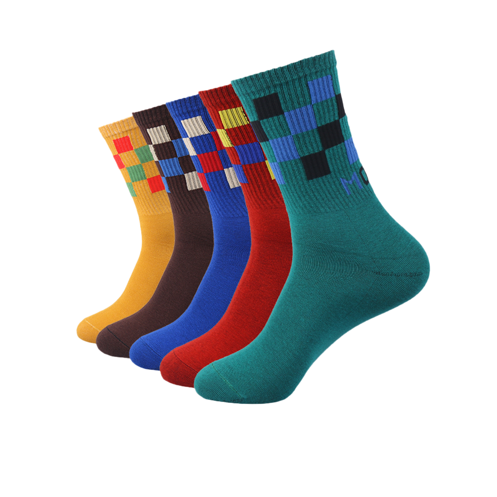 High rib sports style block design men socks colorful unisex women cotton happy socks