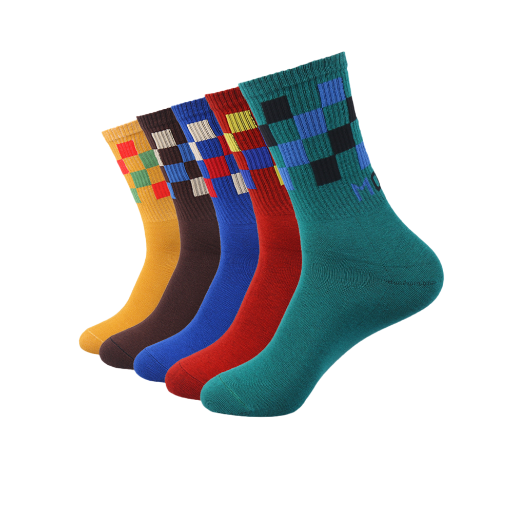 High rib sports style block design men socks colorful unisex women cotton happy socks