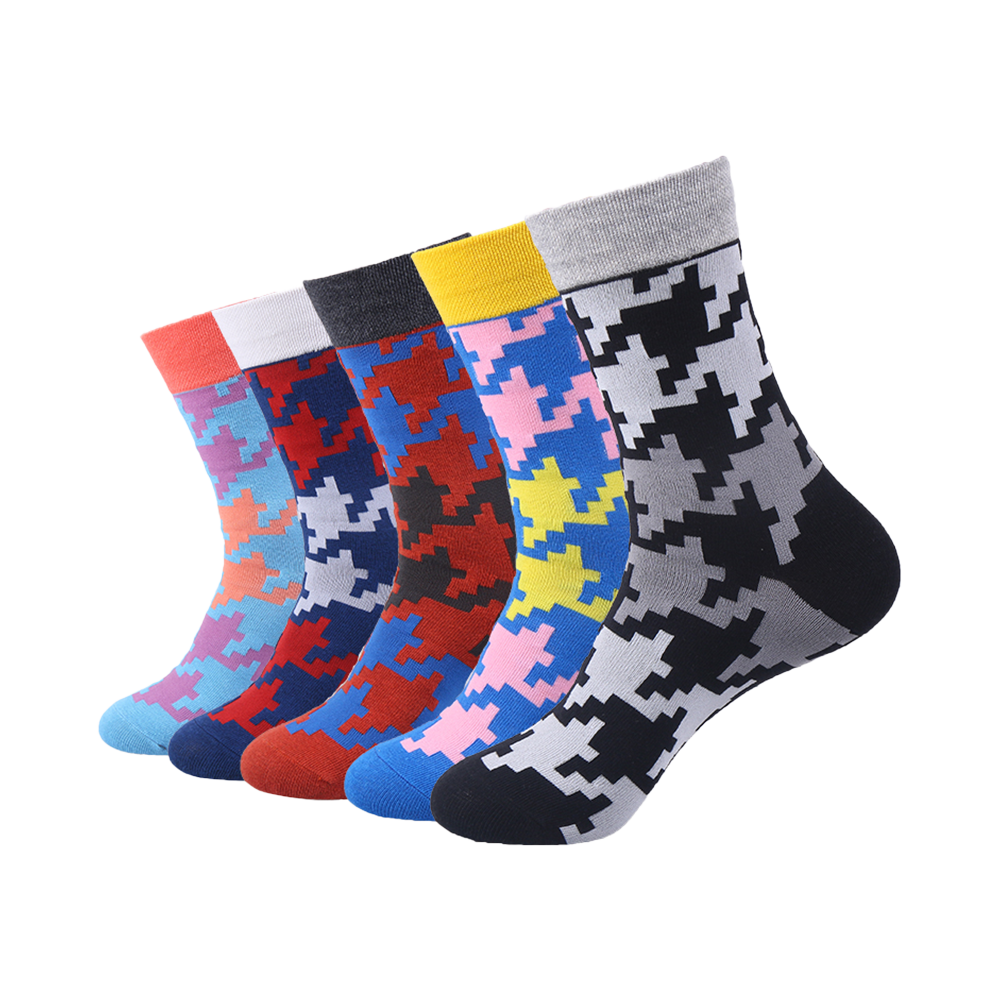 Casual jacquard knitted letter crew cotton brands funny socks men