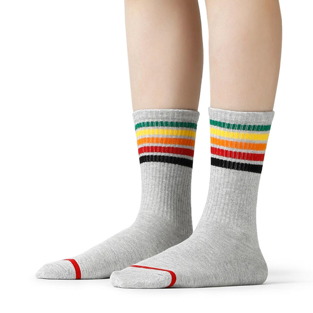 Rainbow tube seamless high rib walking socks