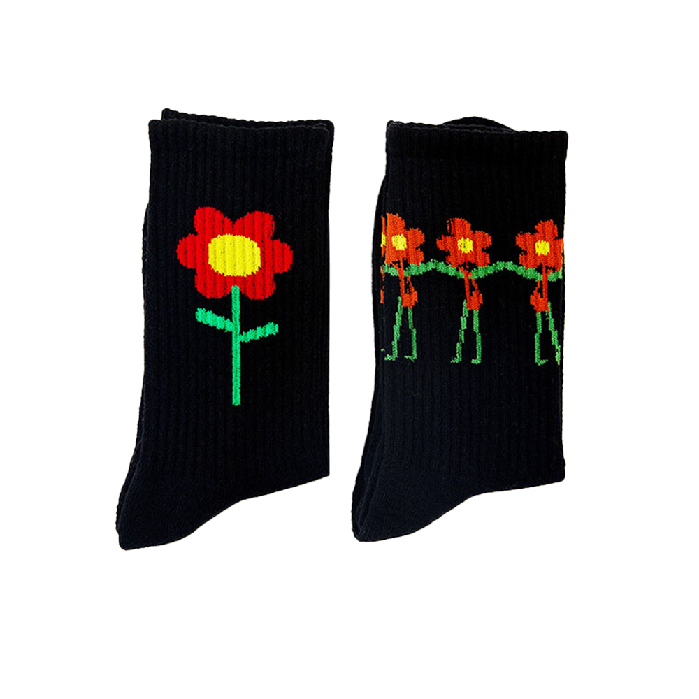 Jacquard flower style socks combed cotton women socks
