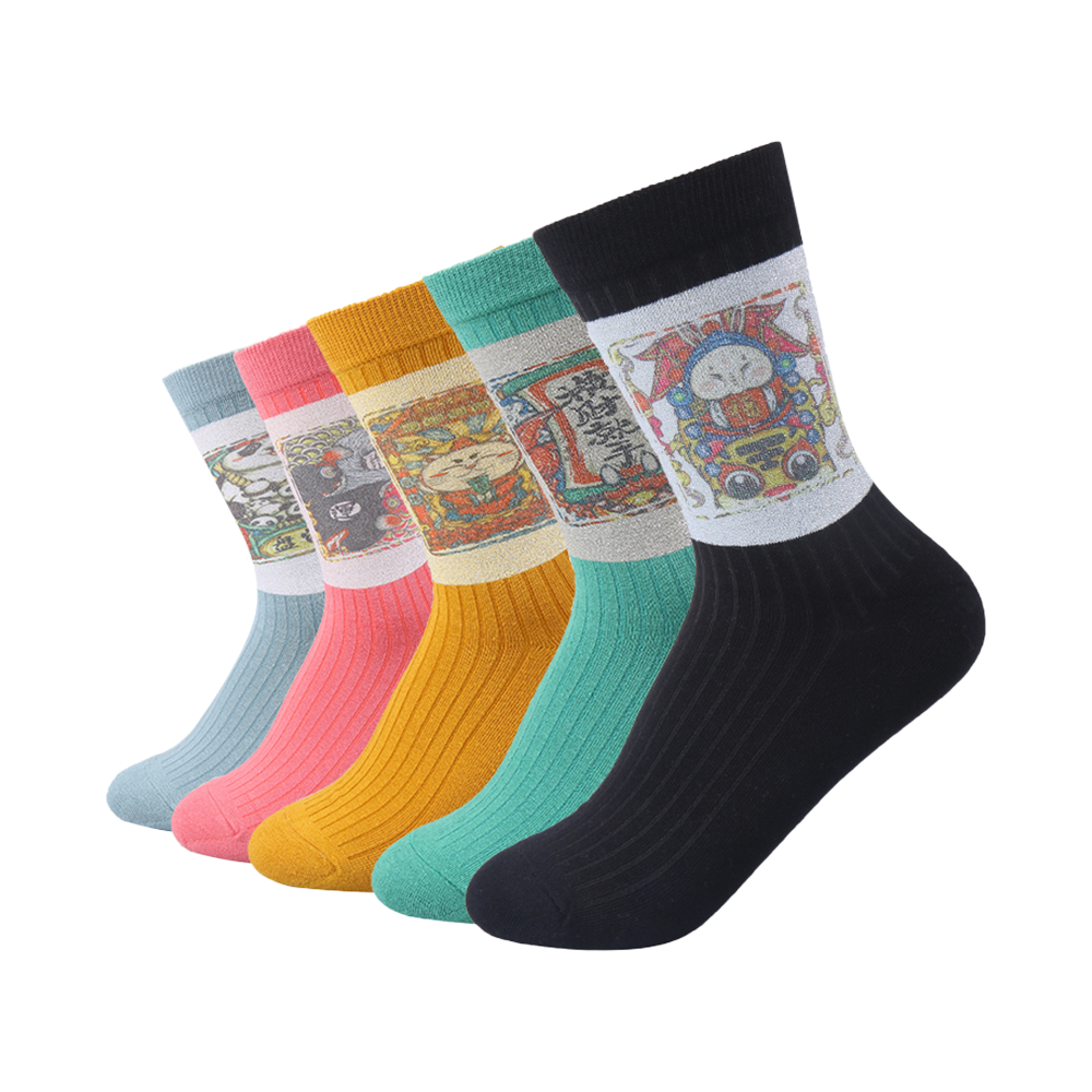 Sublimation pattern design printed designer socks cotton