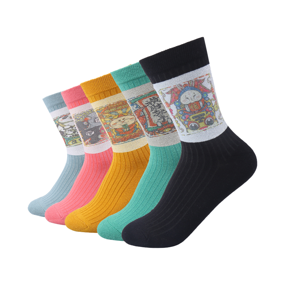 Sublimation pattern design printed designer socks cotton