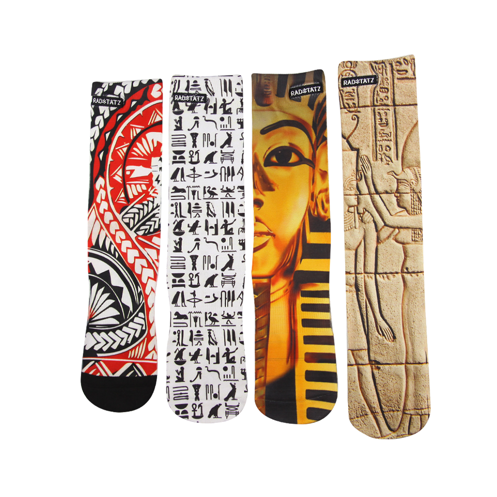 Sublimation pattern designers high leg crew cotton fashion socks